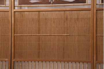 和製アンティーク　透かし彫りがおしゃれな御簾戸4枚セット(建具、簾戸、簀戸、葭戸、夏障子、すど、葦戸)(R-049784)