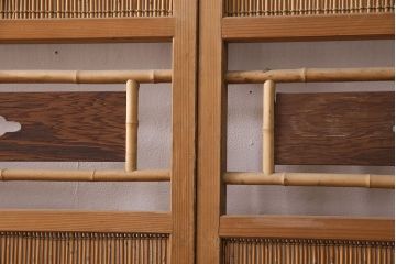 和製アンティーク　透かし彫りがおしゃれな御簾戸4枚セット(建具、簾戸、簀戸、葭戸、夏障子、すど、葦戸)(R-049784)