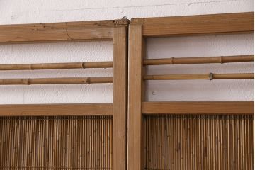 和製アンティーク　透かし彫りがおしゃれな御簾戸4枚セット(建具、簾戸、簀戸、葭戸、夏障子、すど、葦戸)(R-049784)