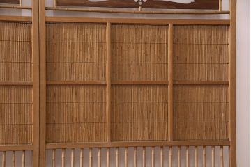 和製アンティーク　透かし彫りがおしゃれな御簾戸4枚セット(建具、簾戸、簀戸、葭戸、夏障子、すど、葦戸)(R-049784)