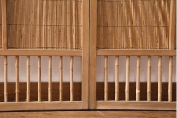 和製アンティーク　透かし彫りがおしゃれな御簾戸4枚セット(建具、簾戸、簀戸、葭戸、夏障子、すど、葦戸)(R-049784)