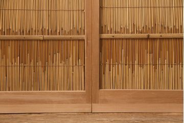 和製アンティーク　涼しげな和の空間作りにおすすめの御簾戸4枚セット(建具、簾戸、簀戸、葭戸、夏障子、すど、葦戸)(R-049785)