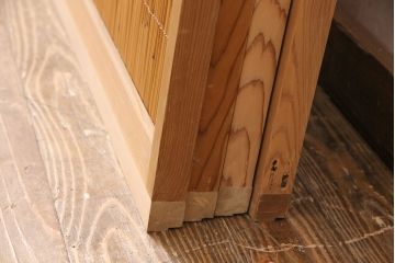 和製アンティーク　涼しげな和の空間作りにおすすめの御簾戸4枚セット(建具、簾戸、簀戸、葭戸、夏障子、すど、葦戸)(R-049785)
