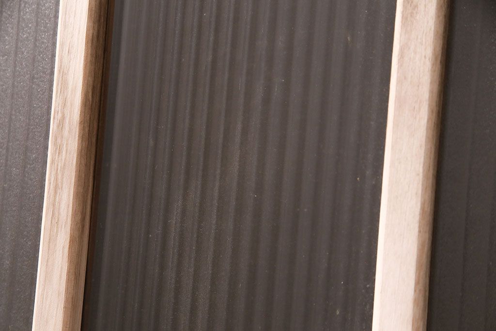 アンティーク建具　モールガラス・銀モールガラスが入ったおしゃれなガラス戸2枚セット(引き戸、窓)(R-049786)