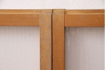 アンティーク建具　モールガラス・銀モールガラスが入ったおしゃれなガラス戸2枚セット(引き戸、窓)(R-049786)