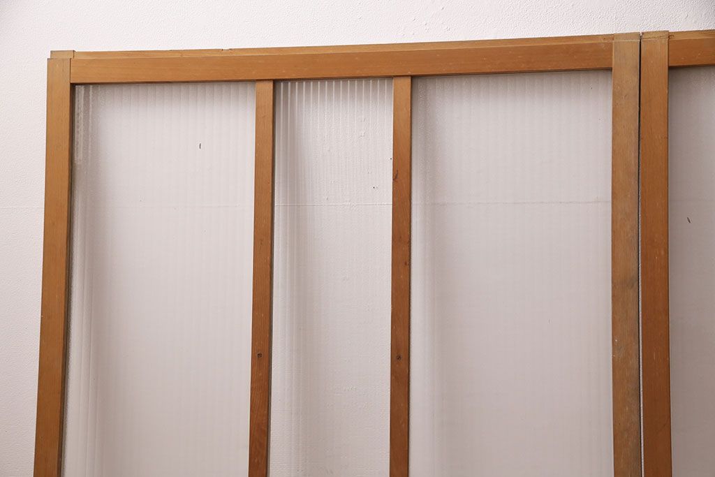 アンティーク建具　モールガラス・銀モールガラスが入ったおしゃれなガラス戸2枚セット(引き戸、窓)(R-049786)