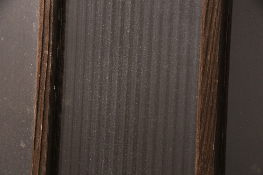 アンティーク建具　クリアガラスとモールガラスが入ったおしゃれなガラス戸2枚セット(引き戸、窓)(R-049787)