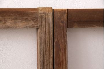 アンティーク建具　クリアガラスとモールガラスが入ったおしゃれなガラス戸2枚セット(引き戸、窓)(R-049787)