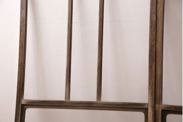 アンティーク建具　クリアガラスとモールガラスが入ったおしゃれなガラス戸2枚セット(引き戸、窓)(R-049787)