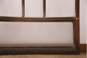 アンティーク建具　クリアガラスとモールガラスが入ったおしゃれなガラス戸2枚セット(引き戸、窓)(R-049787)