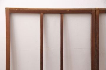 アンティーク建具　クリアガラスとモールガラスが入ったおしゃれなガラス戸2枚セット(引き戸、窓)(R-049787)
