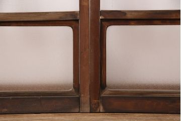 アンティーク建具　クリアガラスとモールガラスが入ったおしゃれなガラス戸2枚セット(引き戸、窓)(R-049787)