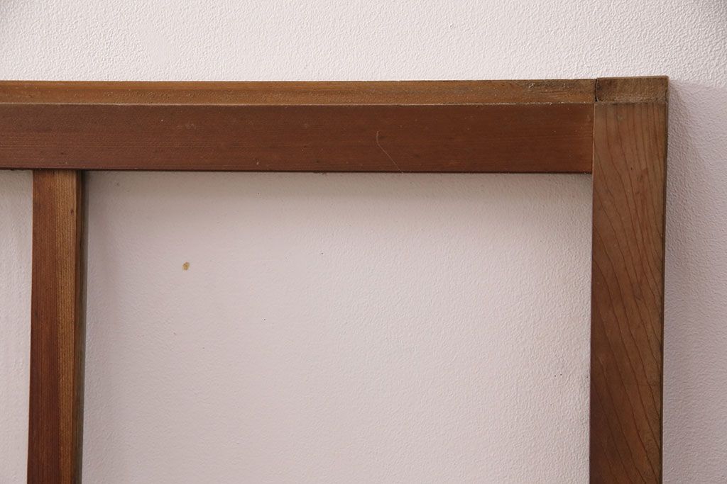 アンティーク建具　クリアガラスとモールガラスが入ったおしゃれなガラス戸4枚セット(引き戸、窓)(R-049788)