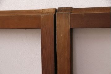 アンティーク建具　クリアガラスとモールガラスが入ったおしゃれなガラス戸4枚セット(引き戸、窓)(R-049788)