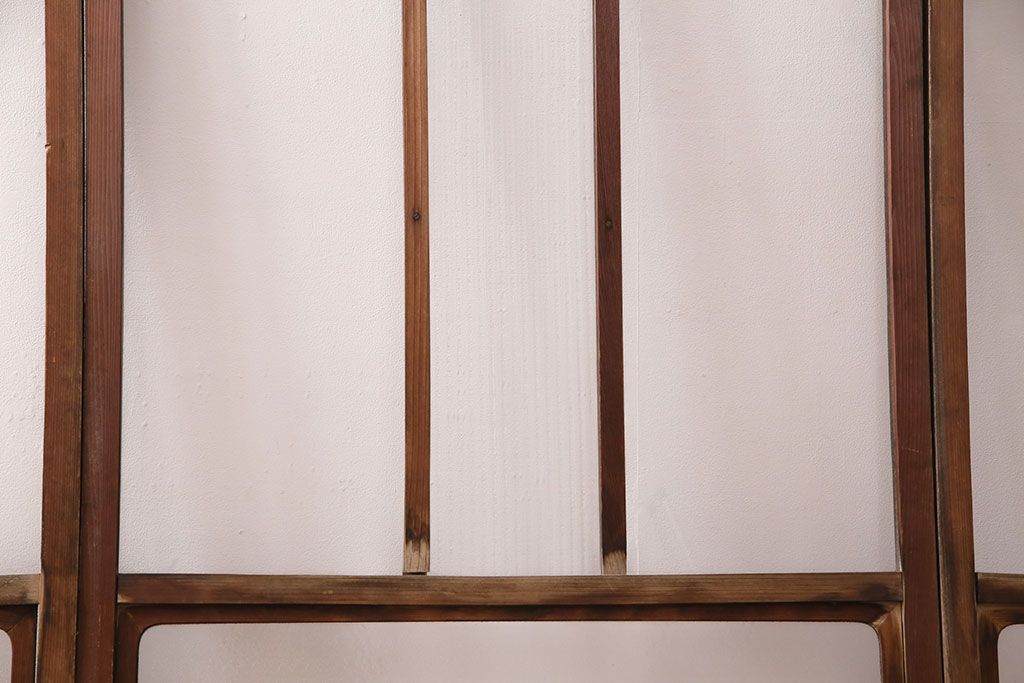 アンティーク建具　クリアガラスとモールガラスが入ったおしゃれなガラス戸4枚セット(引き戸、窓)(R-049788)