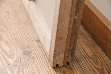 アンティーク建具　すりガラスとモールガラスが入ったおしゃれなガラス戸2枚セット(引き戸、窓)(R-049789)