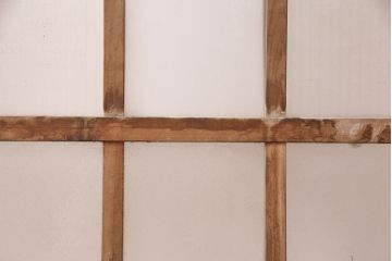 アンティーク建具　すりガラスとモールガラスが入ったおしゃれなガラス戸2枚セット(引き戸、窓)(R-049789)