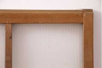 アンティーク建具　すりガラスとモールガラスが入ったおしゃれなガラス戸2枚セット(引き戸、窓)(R-049789)