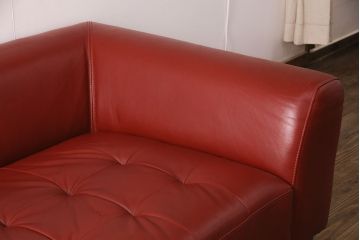 中古　IDC大塚家具　本革L/S　コンフォート　レッドカラーが目を引くソファセット(定価約58万円)(3人掛け、4人掛け)(R-049790)
