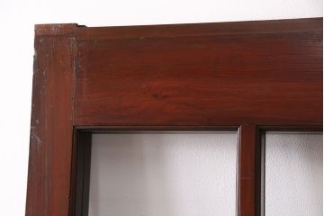 アンティーク建具　和モダンな雰囲気を高めるヒノキ材製格子蔵戸2枚セット(きつね格子、狐格子、引き戸、玄関戸、格子戸、マス目、升目)(R-049792)