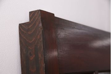 アンティーク建具　和モダンな雰囲気を高めるヒノキ材製格子蔵戸2枚セット(きつね格子、狐格子、引き戸、玄関戸、格子戸、マス目、升目)(R-049792)