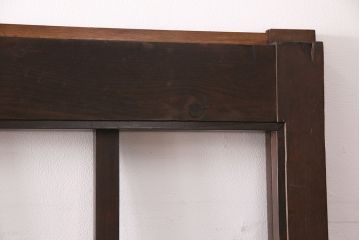 アンティーク建具　和モダンな雰囲気を高めるヒノキ材製格子蔵戸2枚セット(きつね格子、狐格子、引き戸、玄関戸、格子戸、マス目、升目)(R-049792)