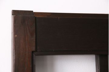 アンティーク建具　和モダンな雰囲気を高めるヒノキ材製格子蔵戸2枚セット(きつね格子、狐格子、引き戸、玄関戸、格子戸、マス目、升目)(R-049792)