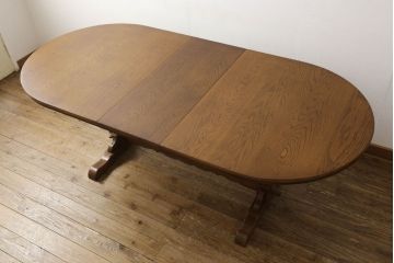 中古　old charm(オールドチャーム) ナラ材　珍しいエクステンションテーブル(ダイニングテーブル)(R-049793)