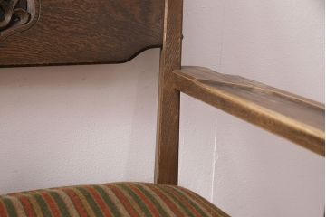 中古　神戸家具　永田良介商店　タツ型の彫刻が存在感を放つ3人掛けソファ(三人掛け、3Pソファ)(R-049822)