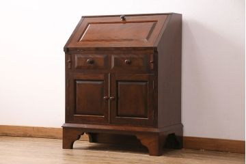中古　松本民芸家具　洗練された佇まいが上品な印象のライティングビューロー(ワークデスク、机、在宅ワーク、在宅用棚)(R-049827)