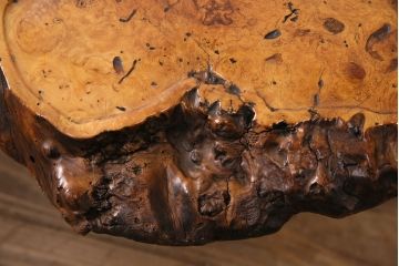 和製ヴィンテージ　カリン材の鳥眼杢が美しい、高級感のある座卓(ローテーブル、ビンテージ、花梨材)(R-049857)
