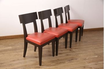 中古　cassina.ixc(カッシーナ・イクスシー )　Philippe hurel(フィリップ・ユーレル)　チロルチェア4脚セット(椅子、ダイニングチェア、合皮)(R-049860)