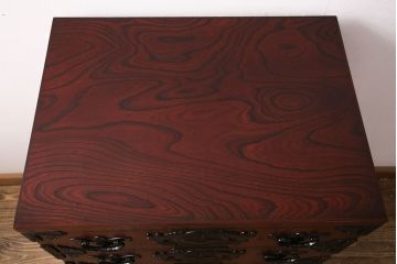 中古 美品　伝統民芸家具　岩谷堂箪笥　小振りなサイズで取り入れやすいチェスト(小箪笥、サイドチェスト、引き出し)(R-049862)
