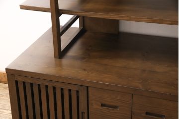 中古　特注品　旭川家具　和光民芸　飾り棚(書棚、本棚、テレビボード、テレビ台)(R-049866)