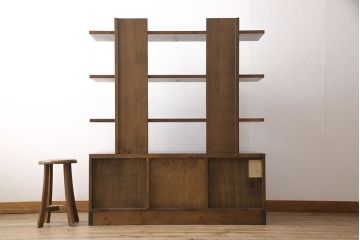 中古　特注品　旭川家具　和光民芸　飾り棚(書棚、本棚、テレビボード、テレビ台)(R-049866)
