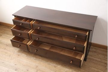 中古　松本民芸家具　E-33型　落ち着きのある色味が素敵なローチェスト(ローボード、引き出し、テレビボード)(R-049869)