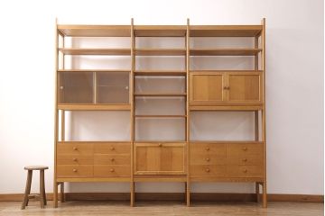 ビンテージ　CONDE HOUSE(カンディハウス)　インテリアセンター製　ナラ材のユニットオープンラック(オープンシェルフ、飾り棚、収納棚、ヴィンテージ)(R-049875)