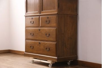 和製アンティーク　昭和初期　栓材がふんだんに使われた良質なワードローブ(洋服タンス、衣装箪笥)(R-049879)