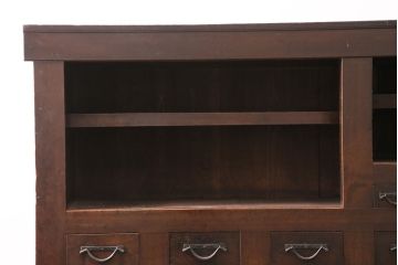 和製アンティーク　明治期　昇り引き出し付きの京水屋箪笥(水屋箪笥、キャビネット、収納棚)(R-049880)