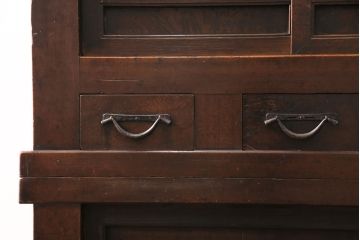 和製アンティーク　明治期　昇り引き出し付きの京水屋箪笥(水屋箪笥、キャビネット、収納棚)(R-049880)