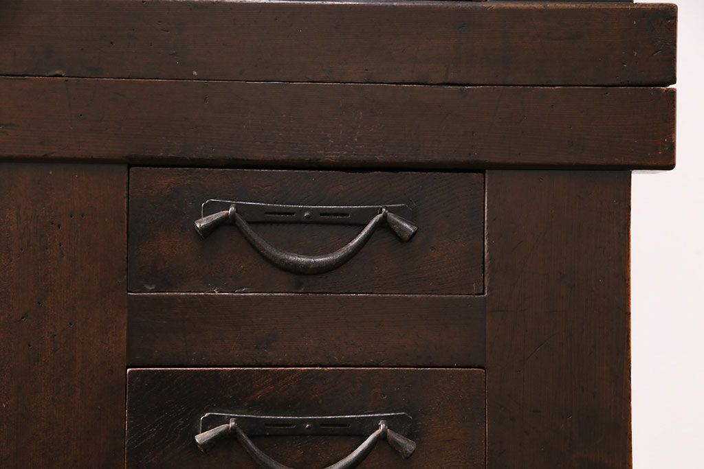 和製アンティーク　明治期　昇り引き出し付きの京水屋箪笥(水屋箪笥、キャビネット、収納棚)(R-049880)