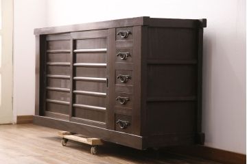 和製アンティーク　明治・大正期　京水屋箪笥サイドボード(食器棚、キャビネット、収納棚)(R-049882)