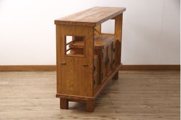 中古　美品　民芸家具　屋久杉製の飾り棚(収納棚、茶棚、サイドボード)(R-049884)