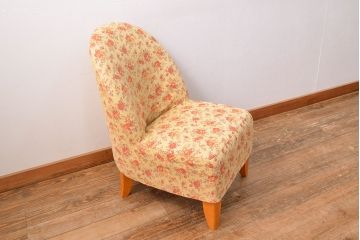 中古　日本フクラ(HUKLA)　TERRACE(テラス)　N560　優美な花柄のファブリックがお洒落な一人掛けソファ(1Pソファ、パーソナルソファ)(R-049885)