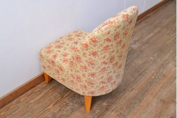 中古　日本フクラ(HUKLA)　TERRACE(テラス)　N560　優美な花柄のファブリックがお洒落な一人掛けソファ(1Pソファ、パーソナルソファ)(R-049885)