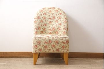 中古　日本フクラ(HUKLA)　TERRACE(テラス)　N560　優美な花柄のファブリックがお洒落な一人掛けソファ(1Pソファ、パーソナルソファ)(R-049886)