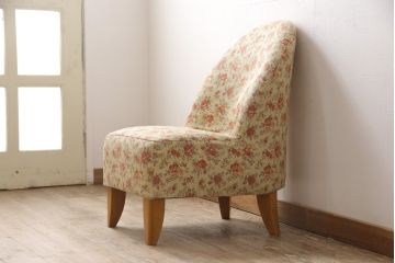 中古　日本フクラ(HUKLA)　TERRACE(テラス)　N560　優美な花柄のファブリックがお洒落な一人掛けソファ(1Pソファ、パーソナルソファ)(R-049886)