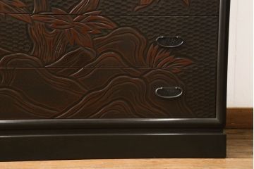中古　美品　鎌倉彫り　中桐箪笥(チェスト、和箪笥、衣装箪笥、洋服タンス、桐たんす)(R-049895)
