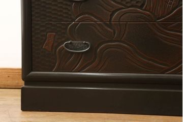 中古　美品　鎌倉彫り　中桐箪笥(チェスト、和箪笥、衣装箪笥、洋服タンス、桐たんす)(R-049895)