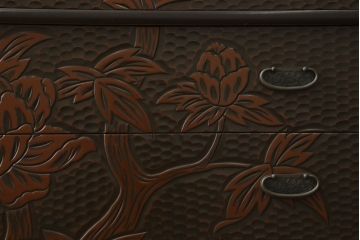 中古　美品　鎌倉彫り　中桐箪笥(チェスト、和箪笥、衣装箪笥、洋服タンス、桐たんす)(R-049895)